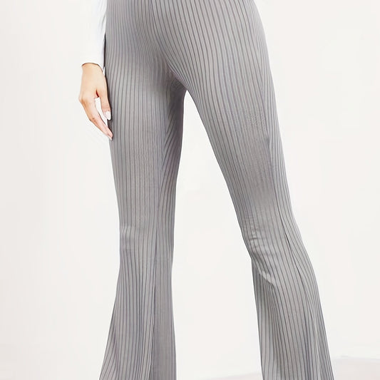  Ribbed High Rise Stretch Skinny Flare Leggings