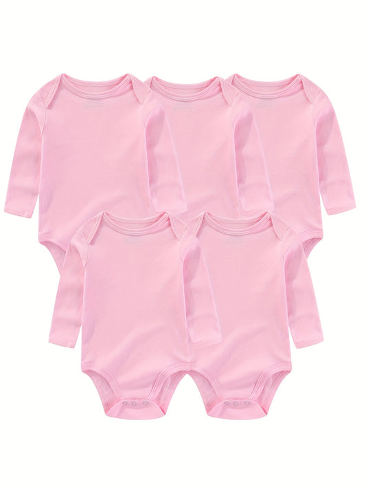 5Pcs Spring Autumn Unisex Long Sleeve Baby Boy Girl Bodysuits Cotton