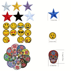 31pcs Embroidered Flower Star Patches Iron/Sew On Applique DIY Craft