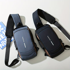 Men's Nylon Crossbody Bag USB Charging Waterproof Shoulder Bag