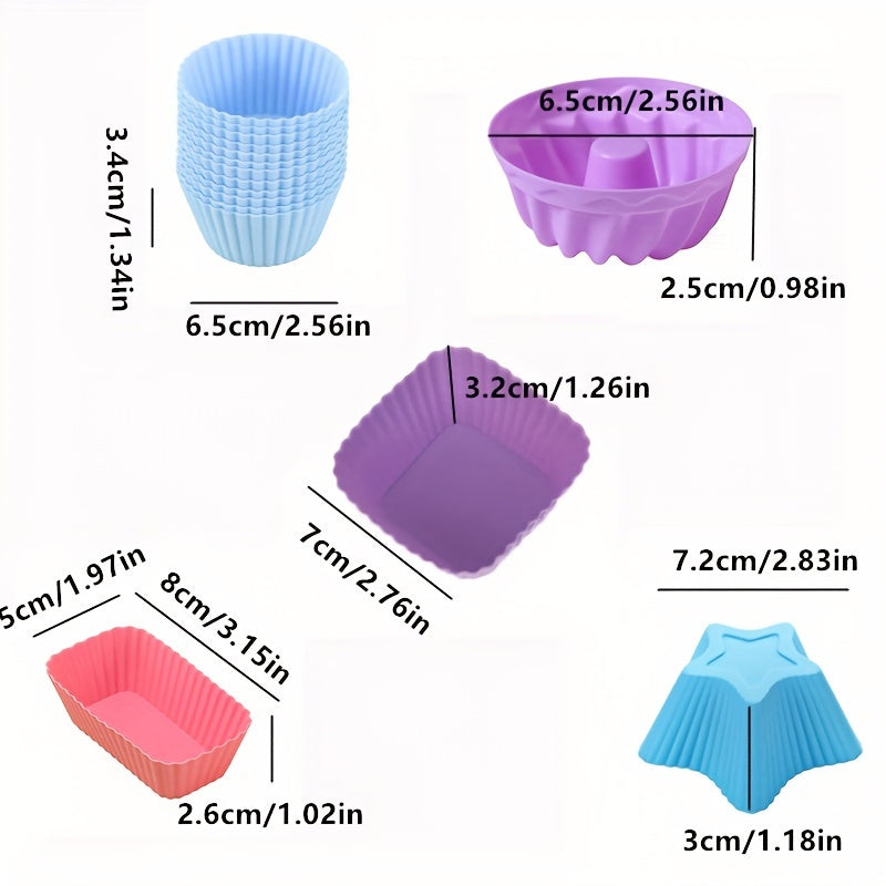 12pcs Silicone Cake Cups Muffin Cups Reusable Cupcake Liners Baking Tools