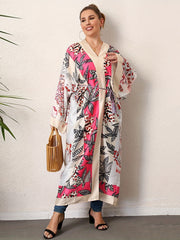  Boho Kimono Women's Plus Painting Print Long Sleeve Open Front
