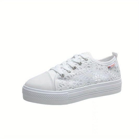 Women's Mesh Sneakers Lace Up Low Round Toe Breathable Shoes