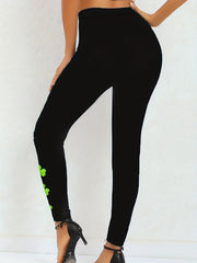Shamrock Print Leggings Slim Casual Every Leggings Women's Clothing