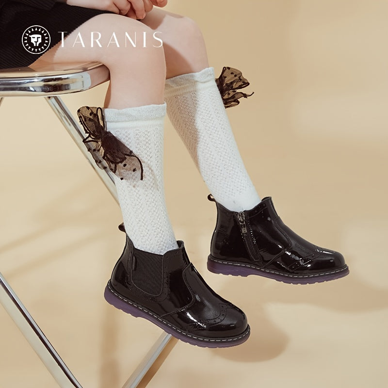 TARANIS Chelsea Boots Leather Side Zipper Baby Shoes