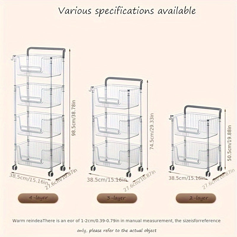 Portable Spice Cart Storage Rack Space Saving Organizer