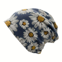 Vintage Daisy Flower Print Beanie Turban Cap Women Elastic Headband