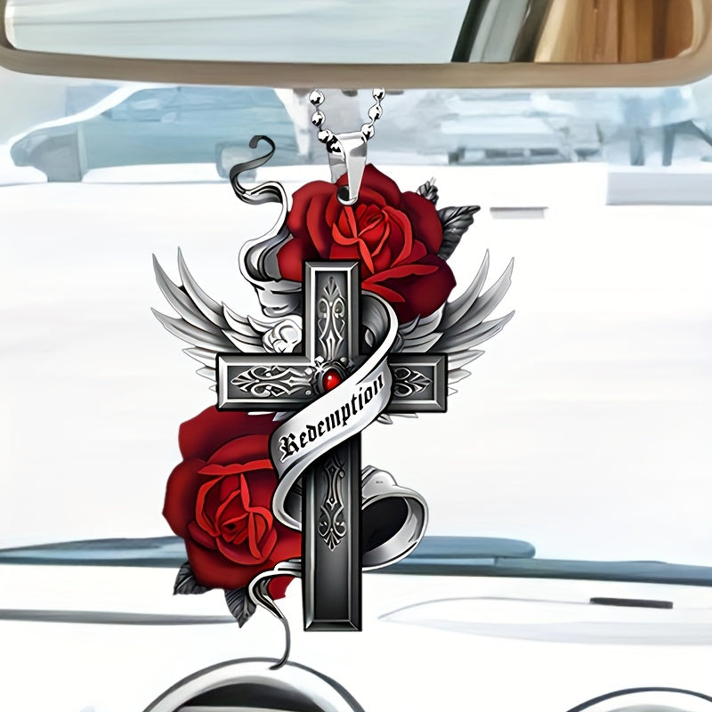 2D Acrylic Rose Flower Car Accessories - Rearview Mirror & Bag Beautification