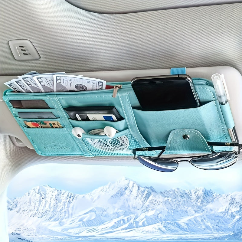 Car Sun Visor Organizer Storage Bag Sunglasses Holder Zipper Pouch