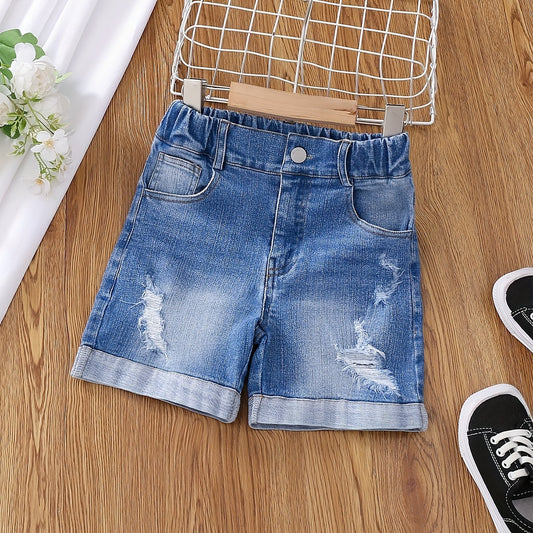 Girls Ripped Comfortable Denim Shorts for Summer
