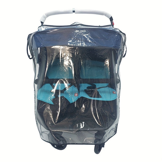Waterproof Double Stroller Rain Cover with Side Access and Dual Layer Protection
