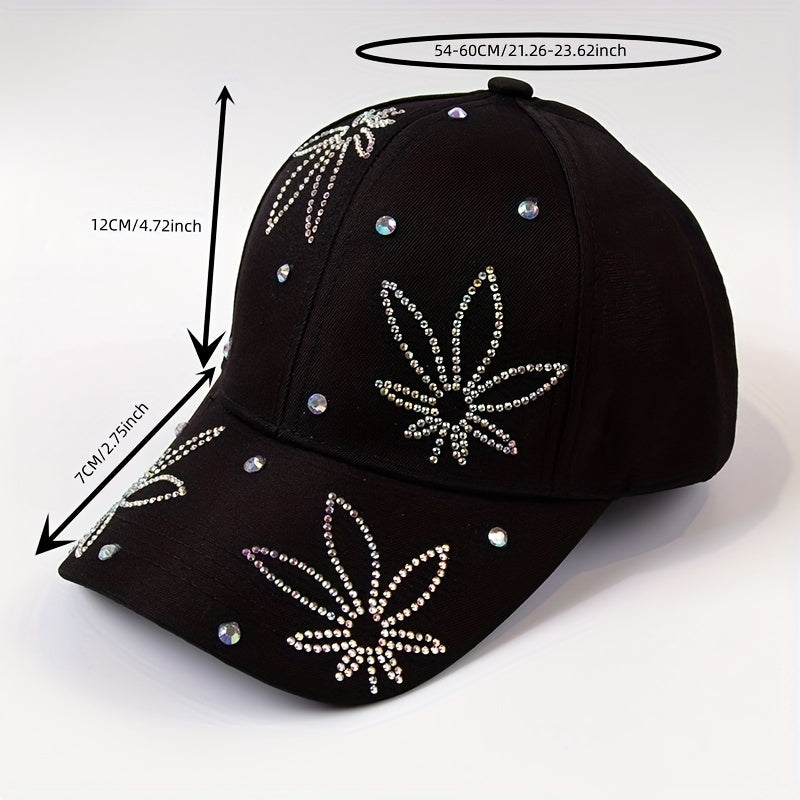 Leaf Pattern Baseball Cap Hat Rhinestone Dad Hat