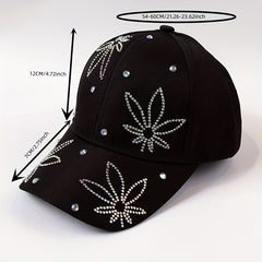 Leaf Pattern Baseball Cap Hat Rhinestone Dad Hat