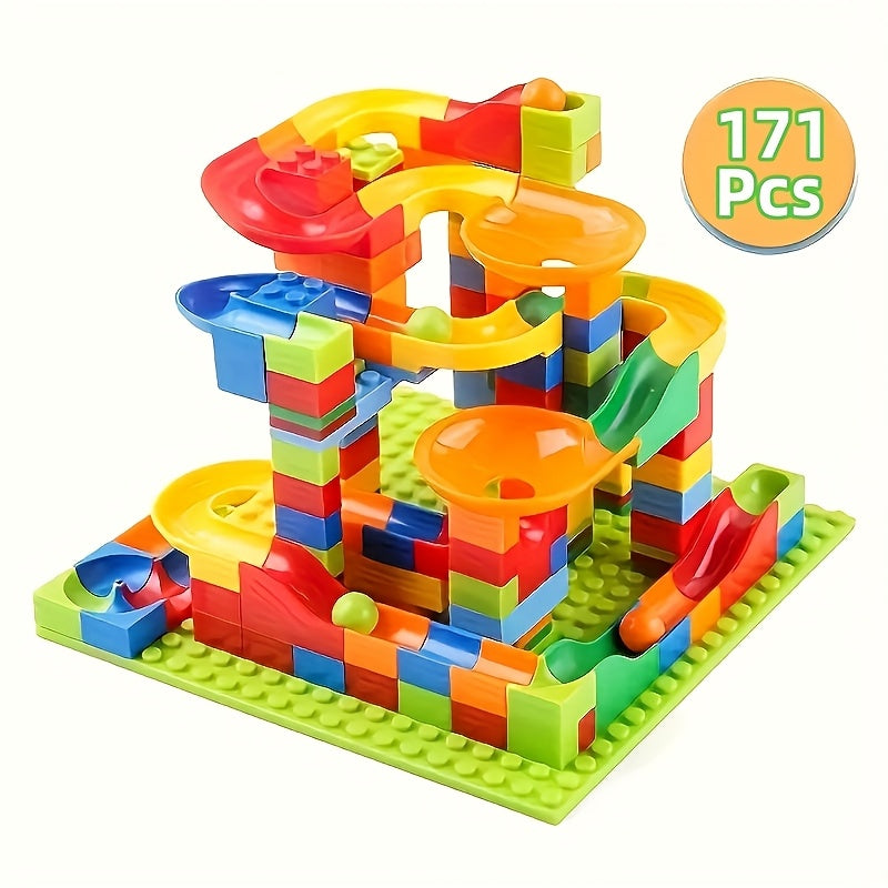 171pcs Sliding Track Building Blocks DIY Toy Interlocking Construction Assembly