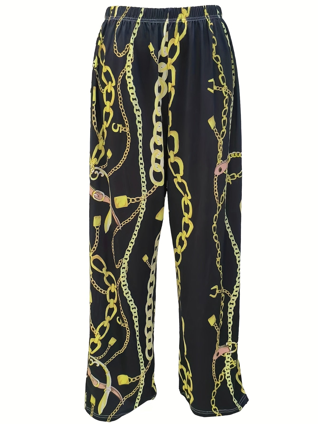  Casual Pants Women's Plus Mental Chain Print