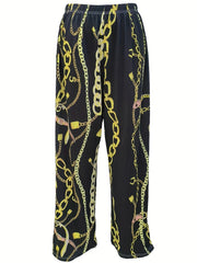  Casual Pants Women's Plus Mental Chain Print