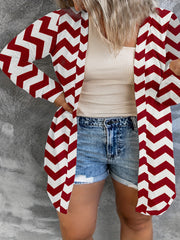  Chevron Print Long Sleeve Open Front Cardigan