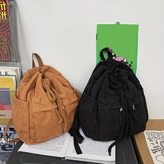 Casual Solid Backpack Drawstring Minimalist Sports Rucksack