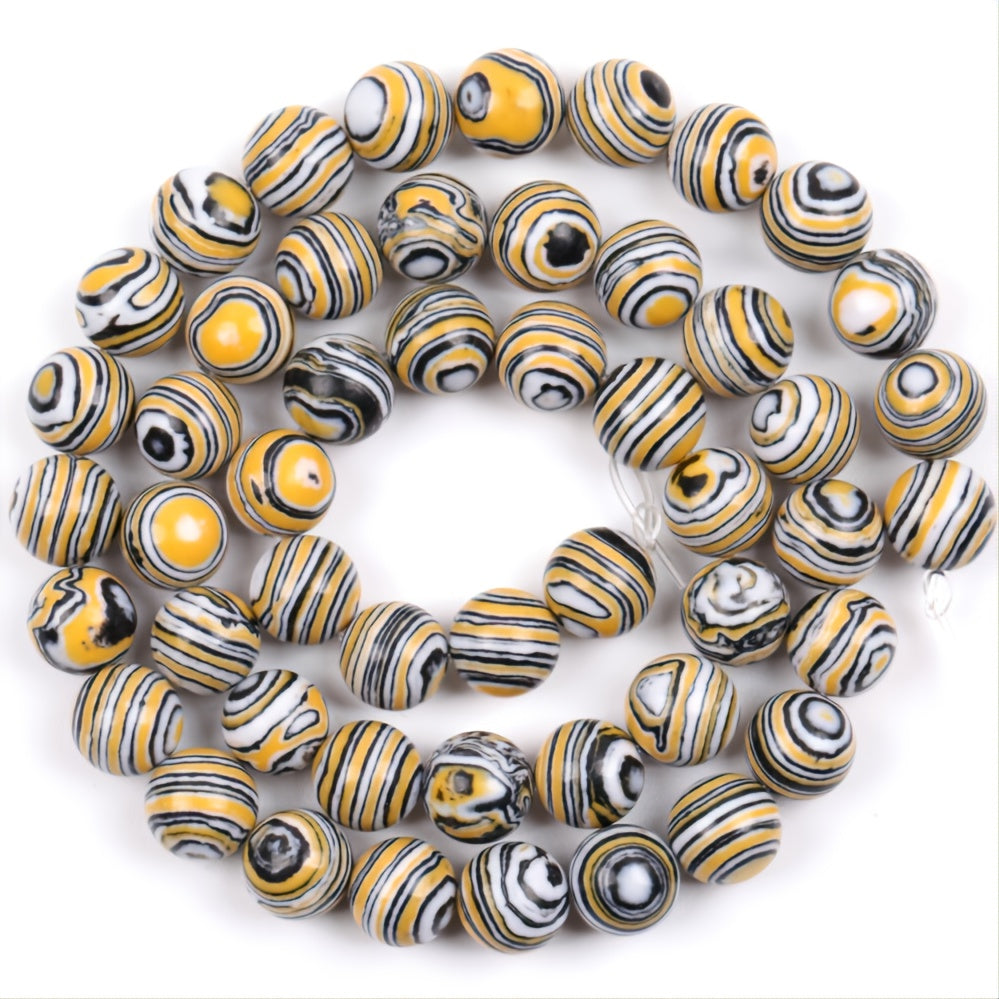 4mm Yellow Stripe Stone Loose Beads DIY Jewelry Making