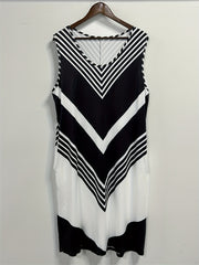  Stripe Print Tank Dress With Pockets