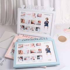 Heart-Shaped 12 Month Growth Record Picture Frame for Baby's Commemoration