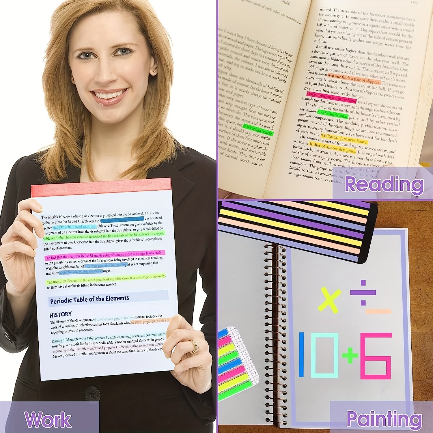 Highlighter Tape 8 Sets Page Marking Label Transparent Fluorescent Note