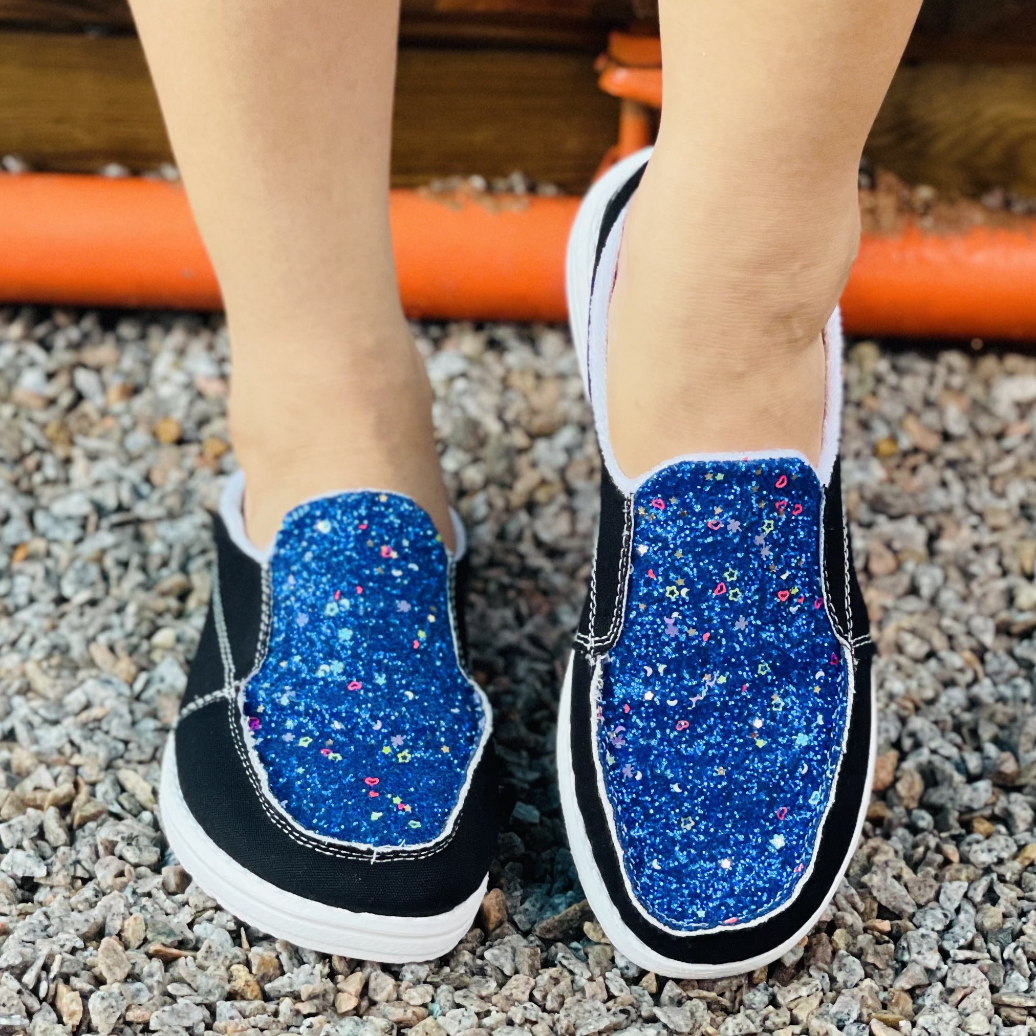 Glitter Mule Sneakers Slip On Canvas Shoes