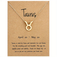Golden Zodiac Symbol Pendant Necklace Cross Border Constellation Paper Card