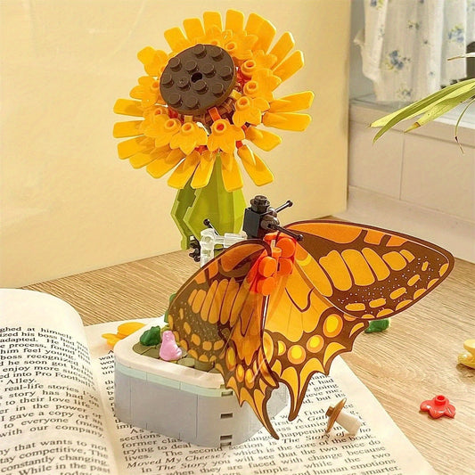 219pcs Flower Bonsai Butterfly Building Blocks Set for Living Room Bedroom