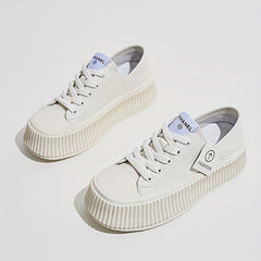Women's Thick Bottom Board Shoes Soft Lace Up Sneakers