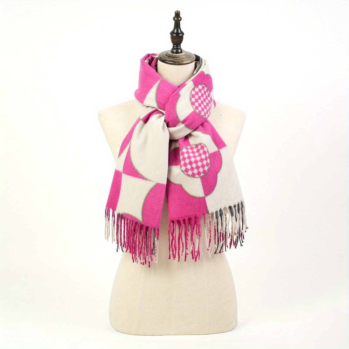 Cashmere Scarf Long Warm Fringed Shawl Casual Plaid Printed Unisex Wrap