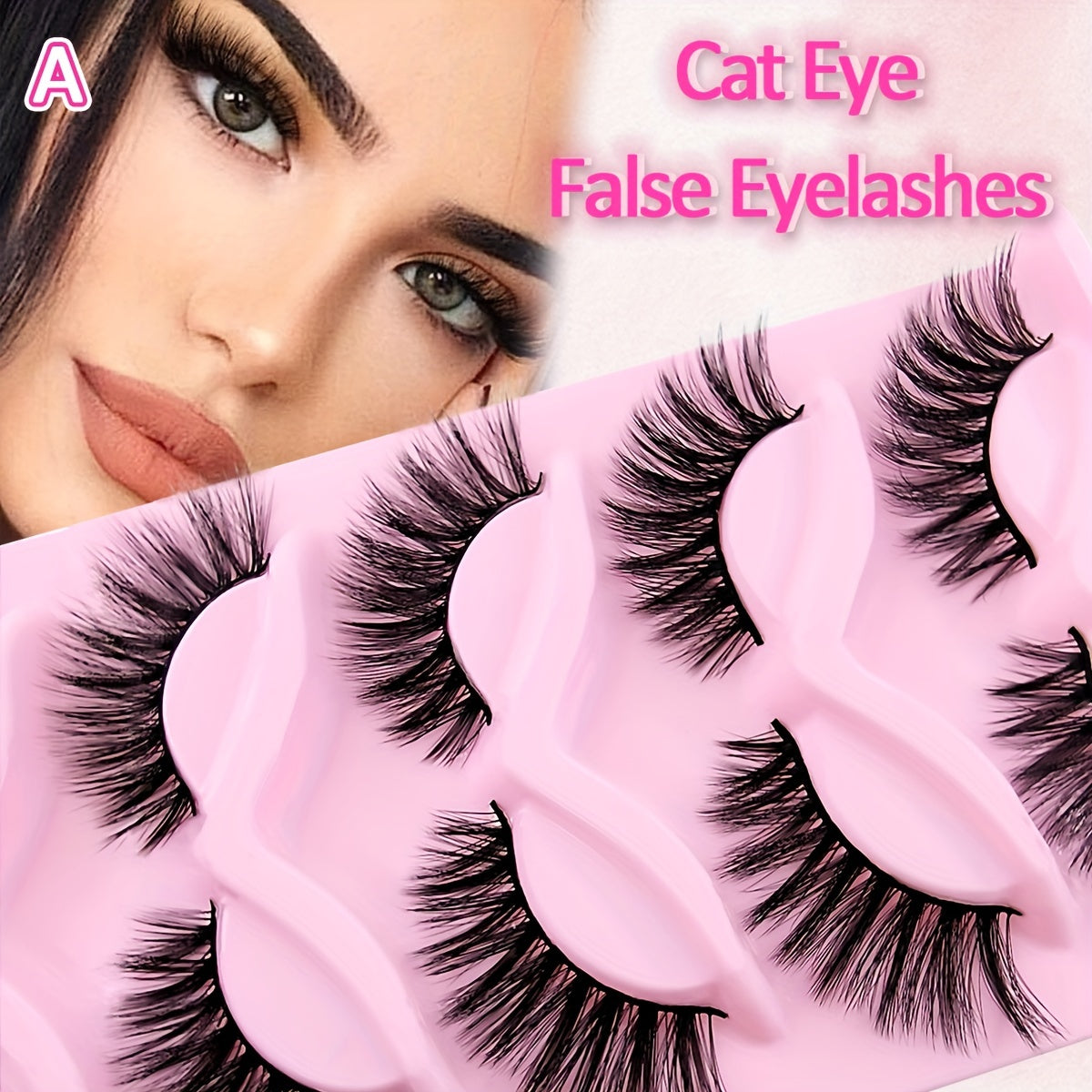 5 Pairs Cat Eye Faux Mink Eyelashes Fluffy Volume Strip False Lashes