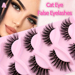 5 Pairs Cat Eye Faux Mink Eyelashes Fluffy Volume Strip False Lashes