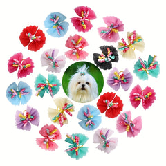 5pcs Lace Pet Bow for Dogs Stylish Pet Headwear