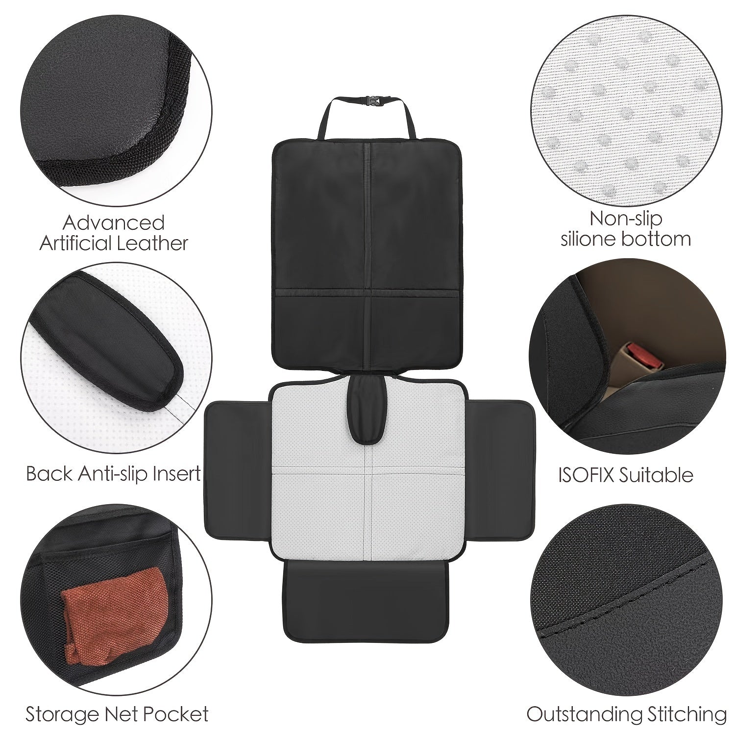 2 Pack Large Car Seat Protectors for Kids with Storage Bag