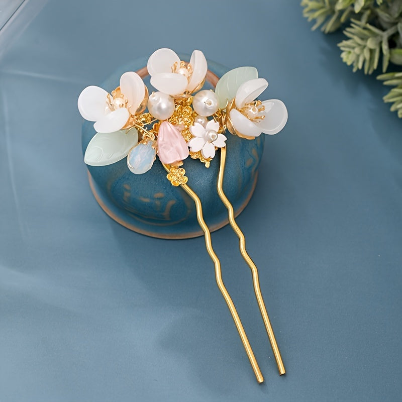 Vintage Flower & Pearl Hair Clip Wedding Hairpin