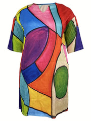  Casual Dress Women's Plus Graphic Print Half Sleeve