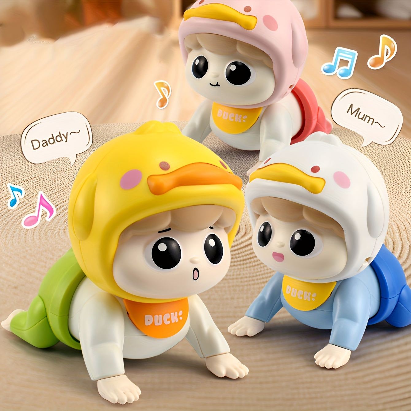 Duck Head Cover Doll Toy for Toddlers Pink Yellow