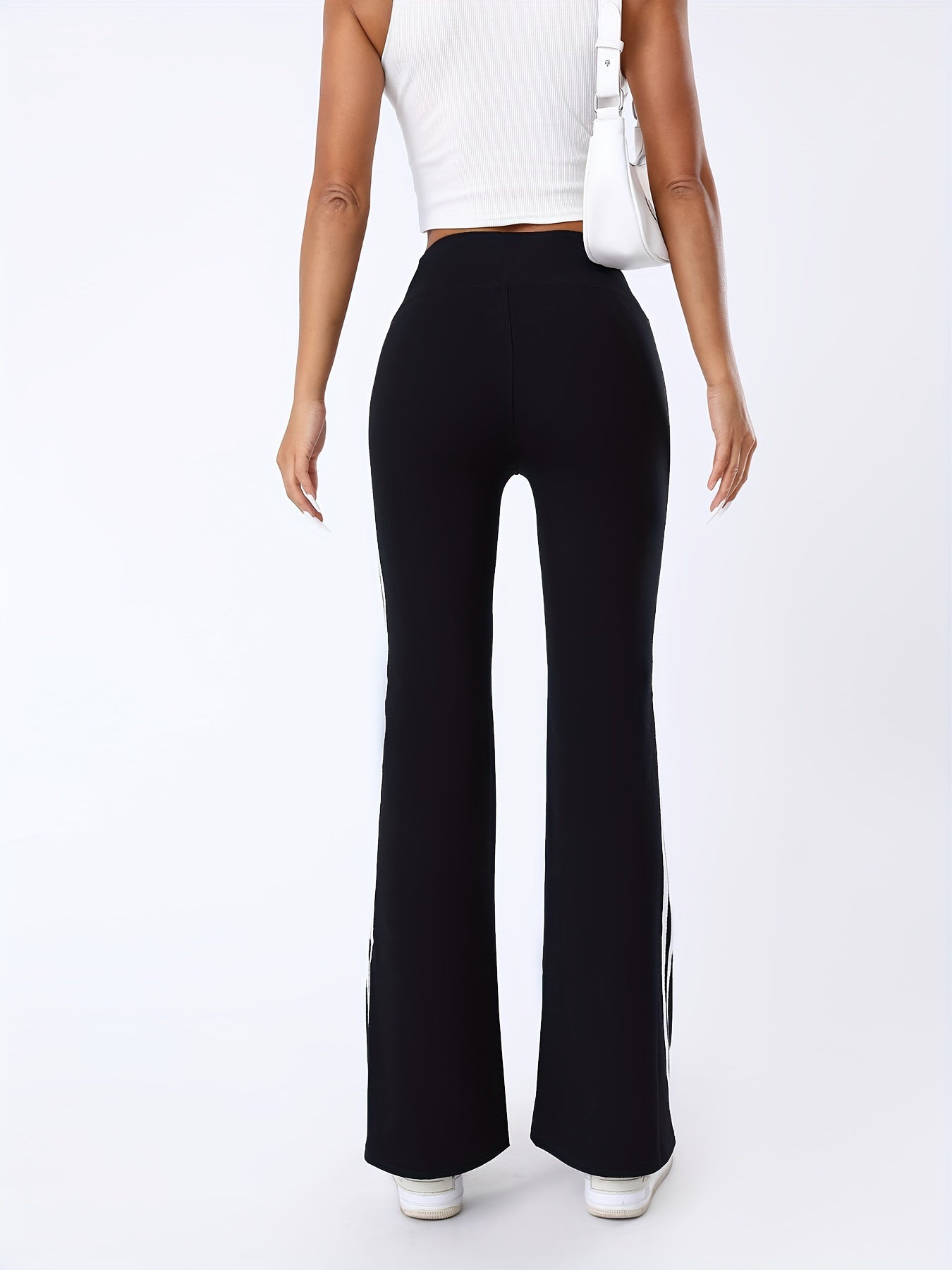 Striped Flare Yoga Pants High Waist Bootcut Fitness Pants