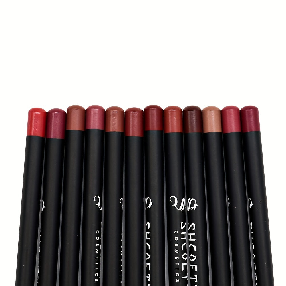 12pcs Lip Liner Set Waterproof Long Lasting Natural Look Lip Liner Crayon