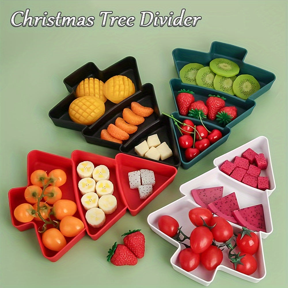 2pcs Christmas Tree Fruit Plate Divided Storage Pallet Creative Snack Candy