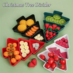 2pcs Christmas Tree Fruit Plate Divided Storage Pallet Creative Snack Candy