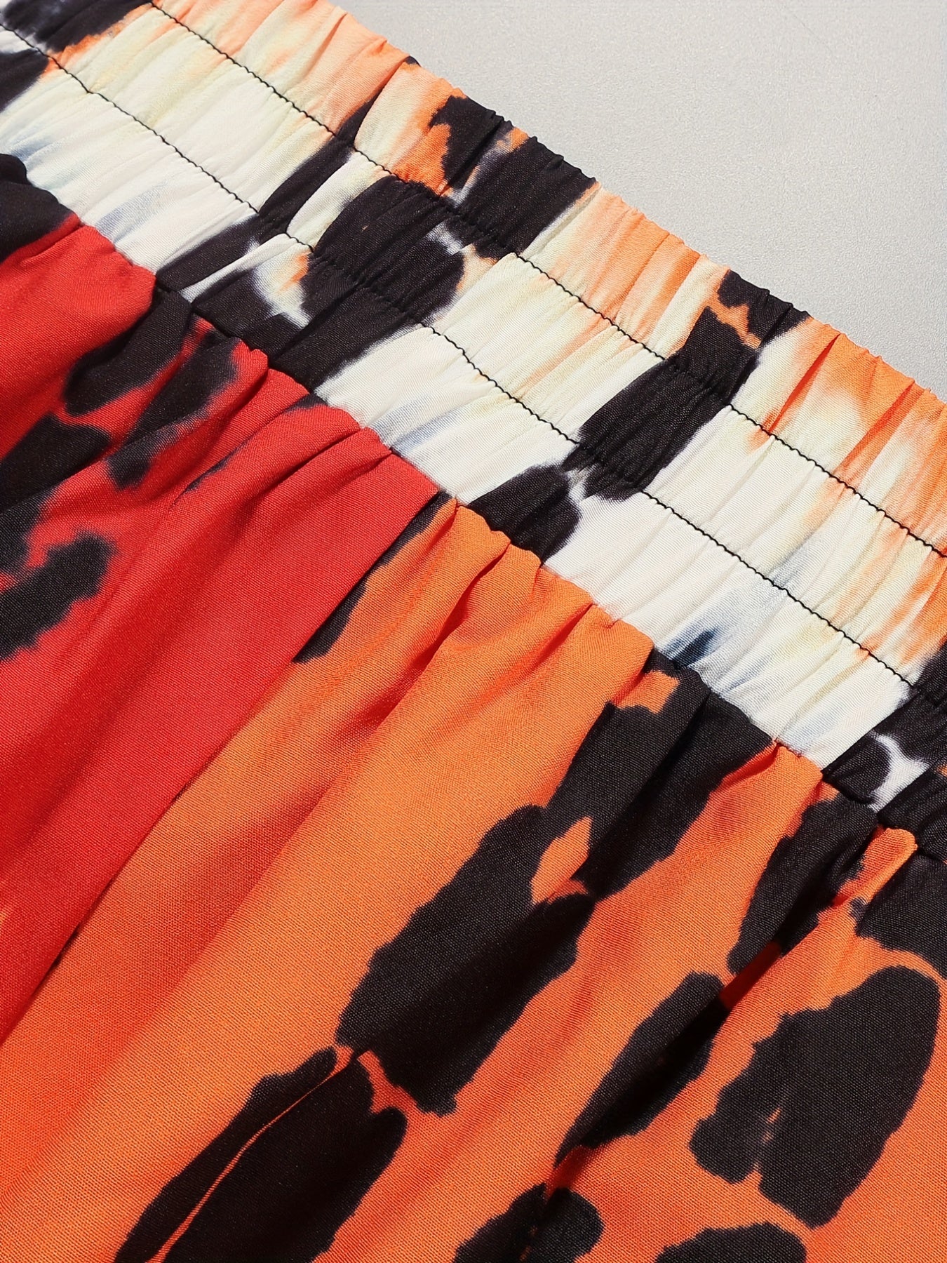 Plus Size Colorblock Tie Dye Wide Leg Pants