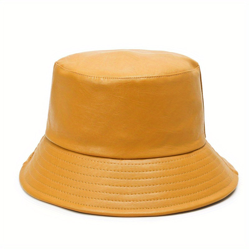 Soft Waterproof PU Bucket Hat Solid Basin Hat Lightweight Unisex Fisherman Cap