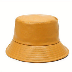 Soft Waterproof PU Bucket Hat Solid Basin Hat Lightweight Unisex Fisherman Cap