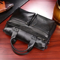 Waterproof Leather Men's Briefcase Adjustable Strap