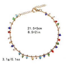 Colored Rice Bead Tassel Pendant Ankle Bracelet