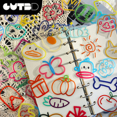 60pcs Cartoon Doodle Stickers Assorted Colors DIY Decals