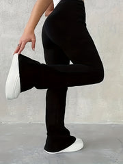  High Rise Stretch Flared Leg Trousers