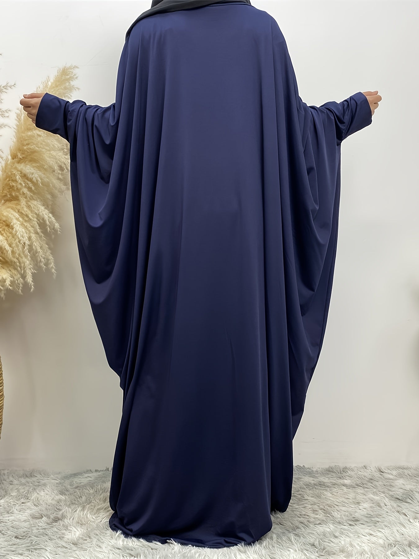  Casual Abaya Dress Women's Plus Solid Long Sleeve Maxi Dress